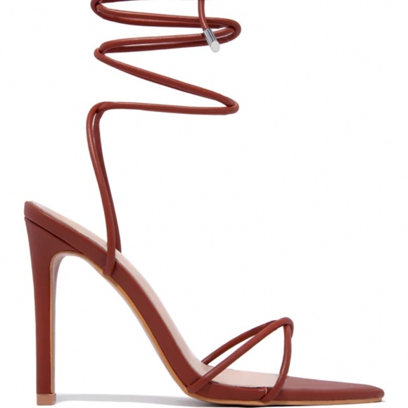 Brown Lace-Up Heels - Picture 6 of 8